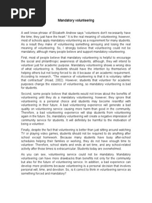 volunteering essay mandatory volunteering